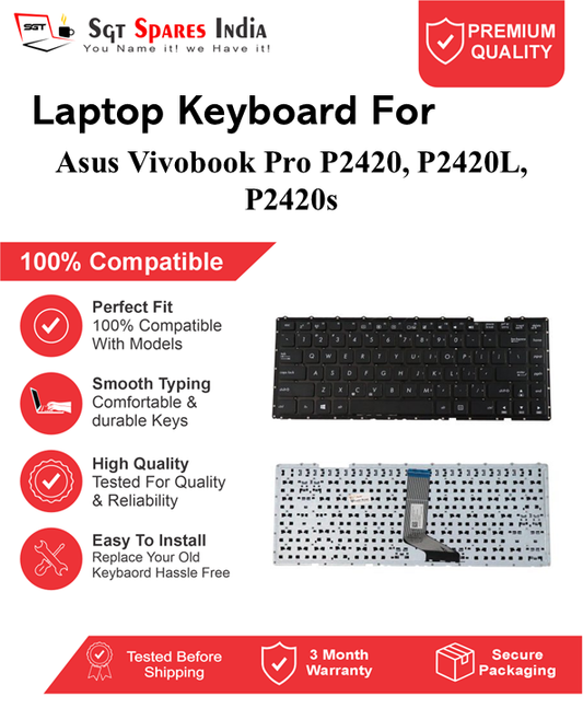 Asus Vivobook Pro P2420, P2420L, P2420s Black With Backlight Laptop Keyboard Compatible Replacement