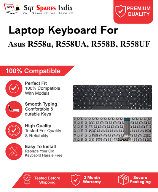 Asus R558u, R558UA, R558B, R558UF Black without backlight Laptop Keyboard Compatible Replacement