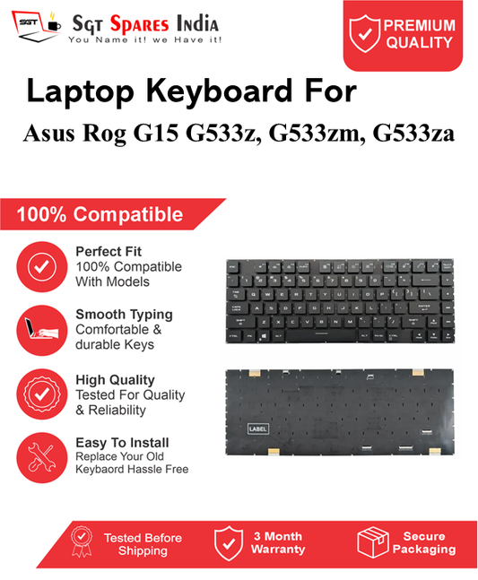 Asus Rog G15 G533z, G533zm, G533za Black With Backlight Laptop Keyboard Compatible Replacement