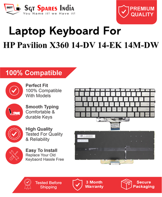 HP Pavilion X360-14-DV 14-EK 14M-DW silver With Backlight and Without Backlight Laptop Keyboard Compatible Replacement