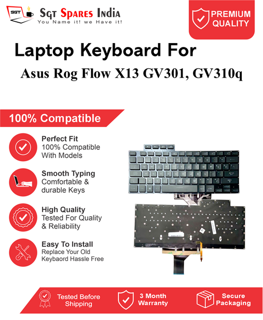 Asus Rog Flow X13 GV301, GV310q Black With Backlight Laptop Keyboard Compatible Replacement