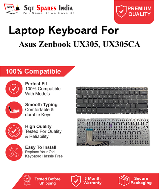 Asus Zenbook UX305, UX305CA Black With Backlight Laptop Keyboard Compatible Replacement