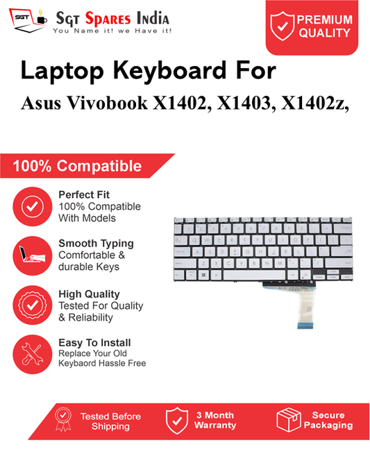 Asus Vivobook X1402, X1403, X1402z, silver With Backlight and Without Backlight Laptop Keyboard Compatible Replacement
