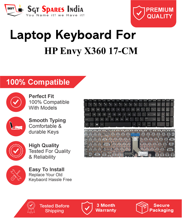 HP Envy X360-17-CM Black With Backlight Laptop Keyboard Compatible Replacement