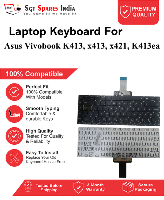 Asus Vivobook K413, x413, x421, K413ea Black With Backlight and Without Backlight Laptop Keyboard Compatible Replacement