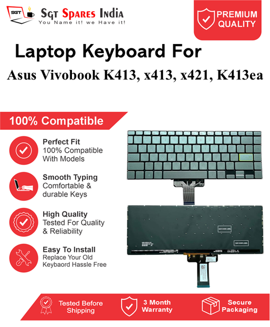 Asus Vivobook K413, x413, x421, K413ea silver With Backlight and Without Backlight Laptop Keyboard Compatible Replacement
