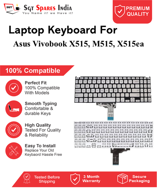 Asus Vivobook X515, M515, X515ea silver With Backlight and Without Backlight Laptop Keyboard Compatible Replacement