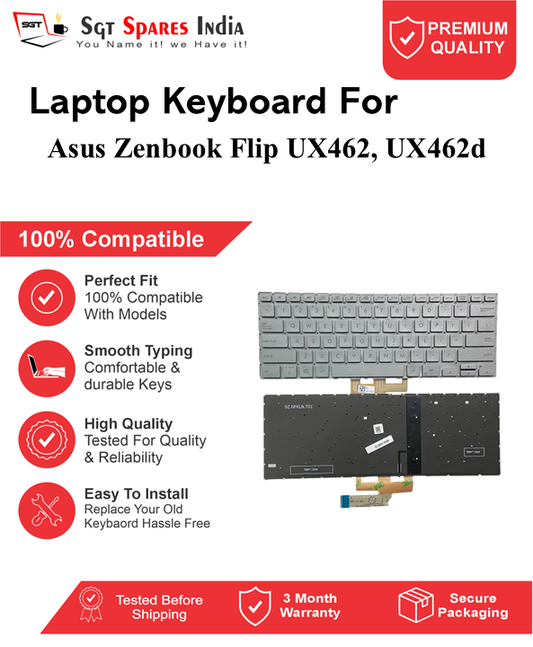 Asus Zenbook Flip UX462, UX462d silver With Backlight Laptop Keyboard Compatible Replacement