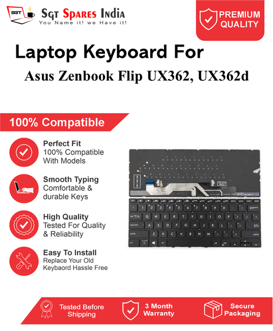 Asus Zenbook Flip UX362, UX362d Black With Backlight Laptop Keyboard Compatible Replacement