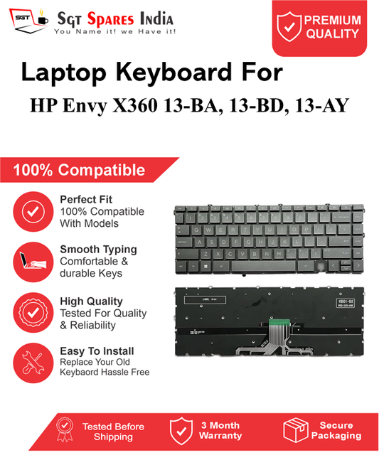 HP Envy X360 13-BA, 13-BD, 13-AY Black With Backlight and Without Backlight Laptop Keyboard Compatible Replacement