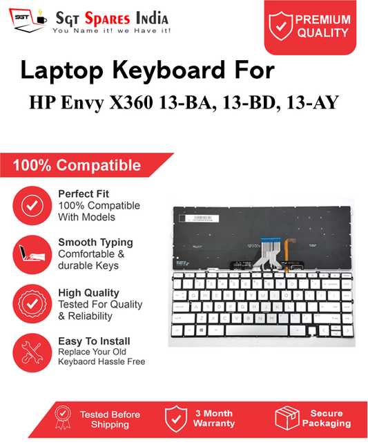 HP Envy X360 13-BA, 13-BD, 13-AY silver With Backlight and Without Backlight Laptop Keyboard Compatible Replacement