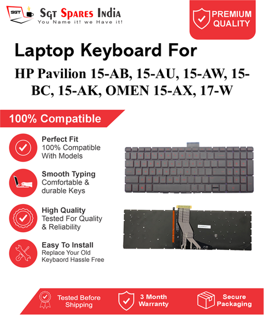 HP Pavilion 15-AB, 15-AU, 15-AW, 15-BC, 15-AK, OMEN 15-AX, 17-W red With Backlight and Without Backlight Laptop Keyboard Compatible Replacement