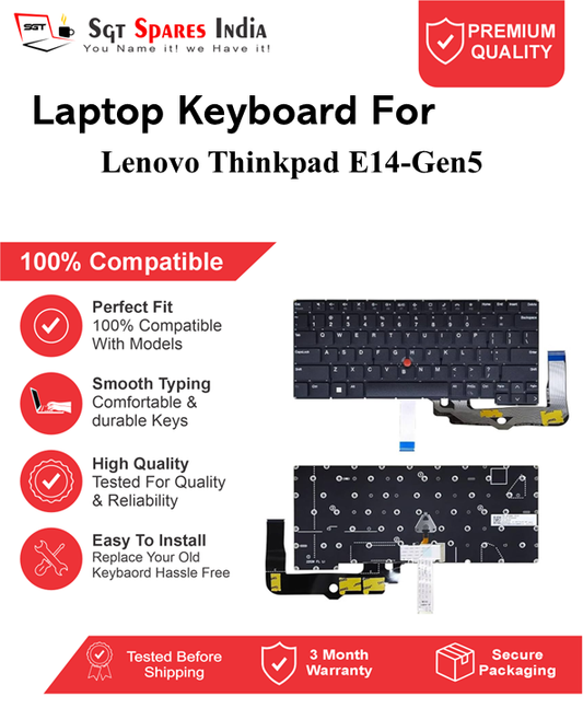 Lenovo Thinkpad E14-Gen5 Black With Backlight and Without Backlight Laptop Keyboard Compatible Replacement