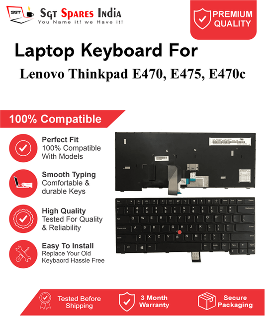 Lenovo Thinkpad E470, E475, E470c Black With Backlight and Without Backlight Laptop Keyboard Compatible Replacement