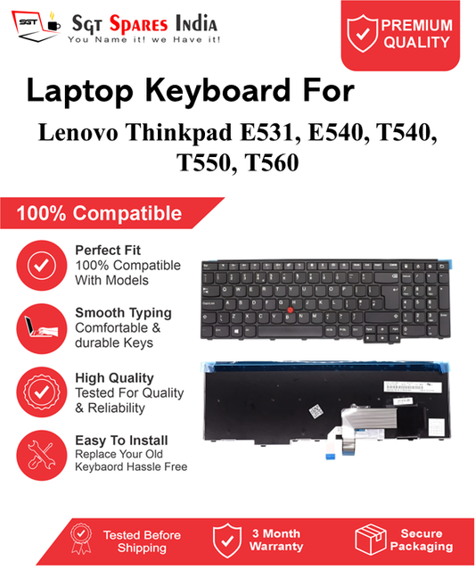 Lenovo Thinkpad E531, E540, T540, T550, T560 Black without backlight Laptop Keyboard Compatible Replacement