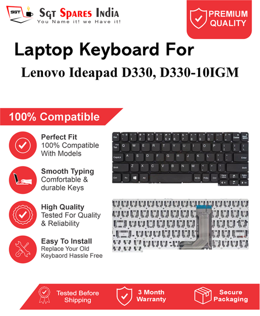 Lenovo Ideapad D330, D330-10IGM Black without backlight Laptop Keyboard Compatible Replacement