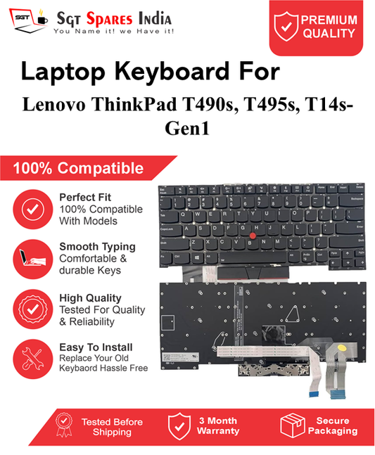 Lenovo ThinkPad T490s, T495s, T14s-Gen1 Black With Backlight and Without Backlight Laptop Keyboard Compatible Replacement