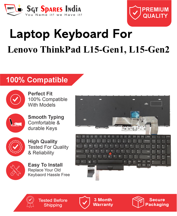 Lenovo ThinkPad L15-Gen1, L15-Gen2 Black With Backlight and Without Backlight Laptop Keyboard Compatible Replacement