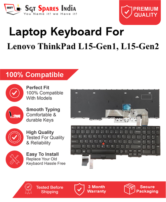 Lenovo ThinkPad L15-Gen1, L15-Gen2 Black With Backlight and Without Backlight Laptop Keyboard Compatible Replacement