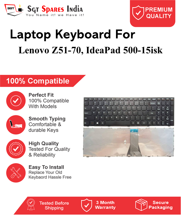 Lenovo Ideapad Z51-70, IdeaPad 500-15isk Black With Backlight and Without Backlight Laptop Keyboard Compatible Replacement
