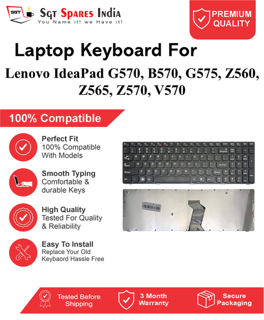 Lenovo G570, B570, G575, Z560, Z565, Z570, V570 Black without backlight Laptop Keyboard Compatible Replacement