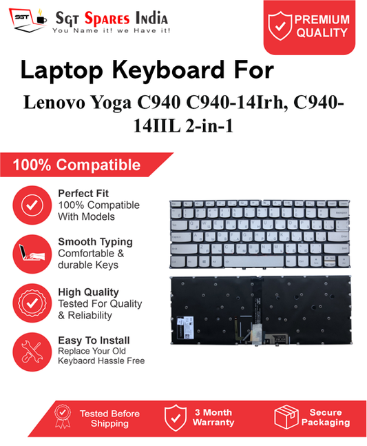 Lenovo Yoga C940 C940-14Irh, C940-14IIL 2-in-1 silver With Backlight Laptop Keyboard Compatible Replacement