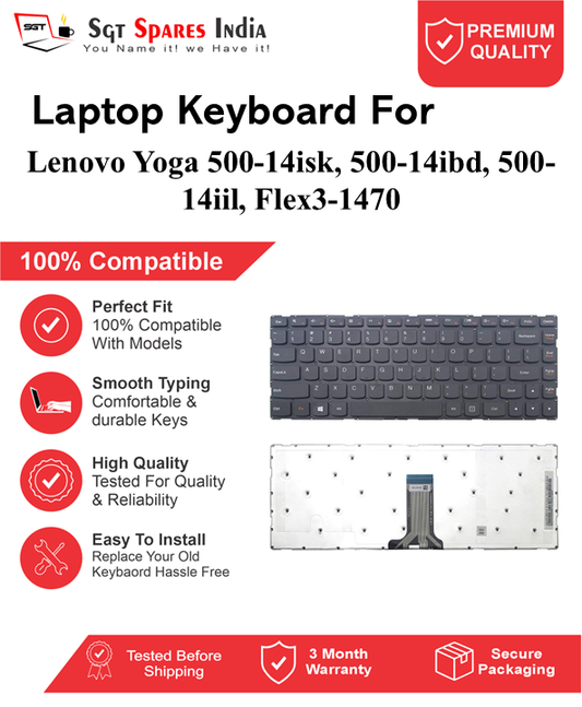 Lenovo Yoga 500-14isk, 500-14ibd, 500-14iil, Flex3-1470 Black With Backlight and Without Backlight Laptop Keyboard Compatible Replacement