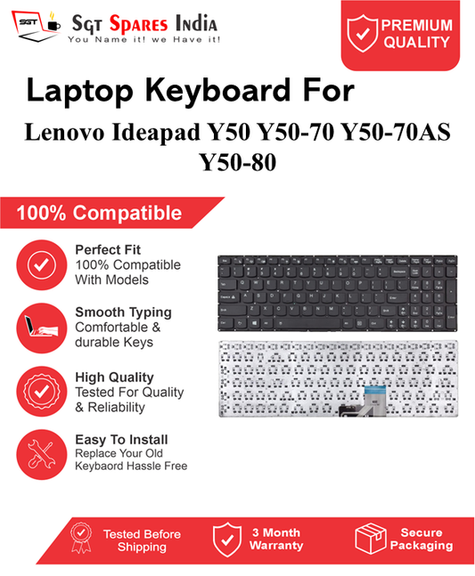 Lenovo Ideapad Y50-70 Y50-70AS Y50-80 Black With Backlight and Without Backlight Laptop Keyboard Compatible Replacement