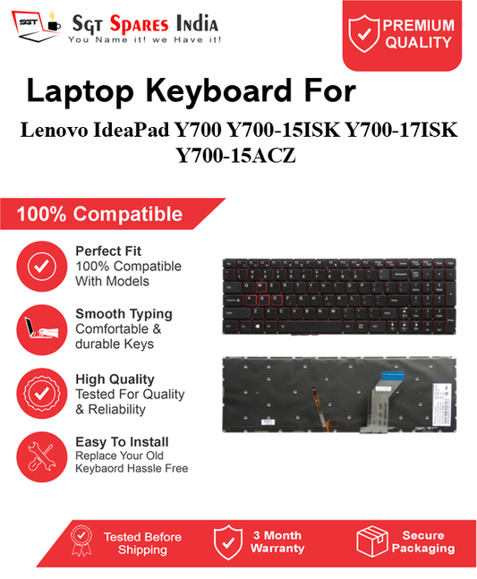 Lenovo IdeaPad Y700-15ISK Y700-17ISK Y700-15ACZ Black With Backlight Laptop Keyboard Compatible Replacement