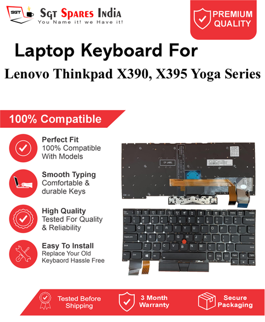 Lenovo Thinkpad X390, X395 Yoga Series Black With Backlight Laptop Keyboard Compatible Replacement