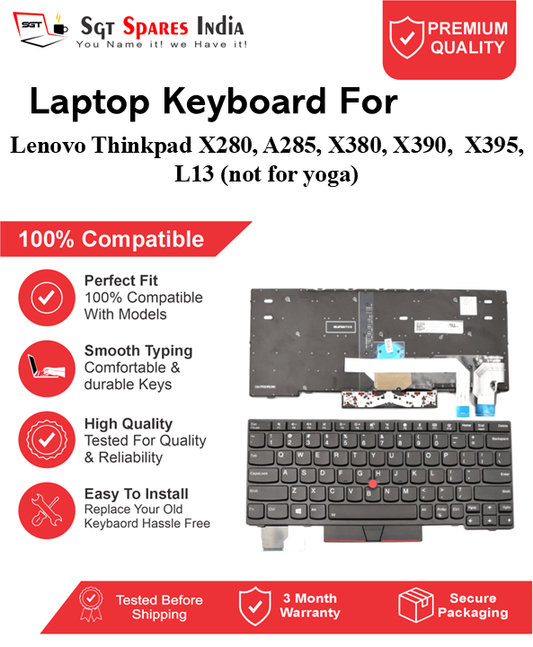 Lenovo Thinkpad X280, A285, X380, X390, X395, L13 (not for yoga) Black With Backlight and Without Backlight Laptop Keyboard Compatible Replacement
