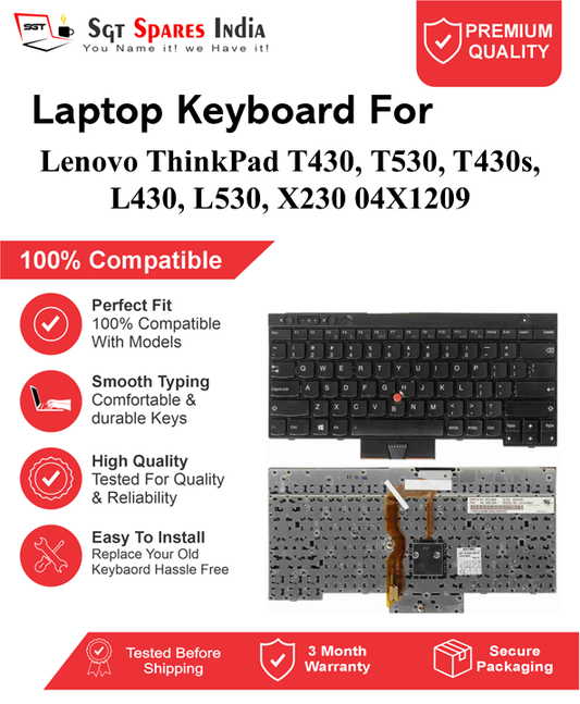 Lenovo ThinkPad T430, T530, T430s, L430, L530, X230 04X1209 Black without backlight Laptop Keyboard Compatible Replacement