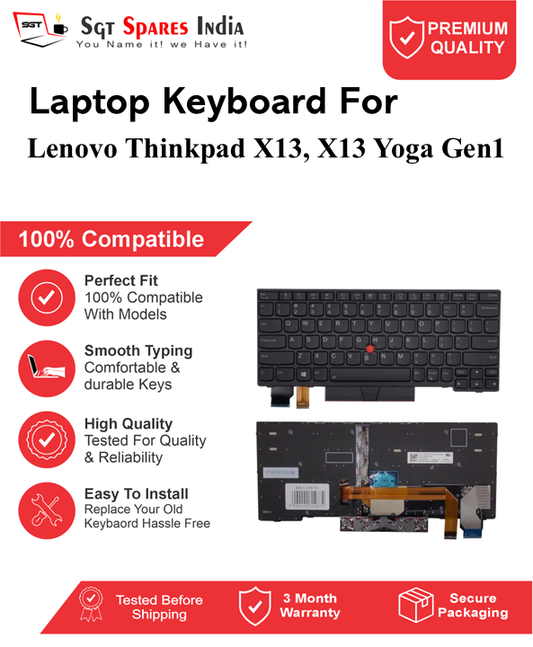 Lenovo Thinkpad X13, X13 Yoga Gen1 Black With Backlight and Without Backlight Laptop Keyboard Compatible Replacement