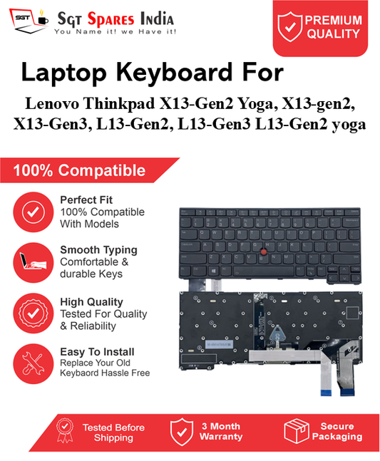 Lenovo Thinkpad X13-Gen2Yoga, X13-gen2, X13-Gen3, L13-Gen2, L13-Gen3 L13-Gen2 yoga Black With Backlight and Without Backlight Laptop Keyboard Compatible Replacement