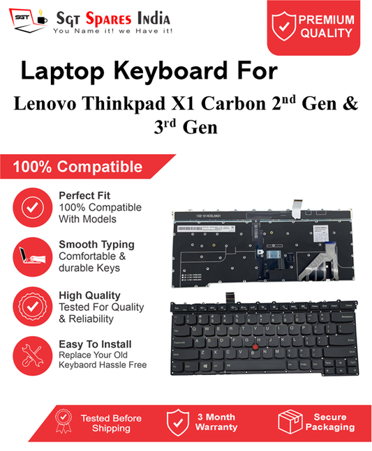 Lenovo Thinkpad X1Carbon 2nd-Gen 3rd-Gen Black With Backlight Laptop Keyboard Compatible Replacement