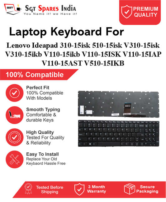 Lenovo Ideapad 310-15isk 510-15isk V310-15isk V310-15ikb V110-15ikb V110-15ISK V110-15IAP V110-15AST V510-15IKB Black without backlight Laptop Keyboard Compatible Replacement