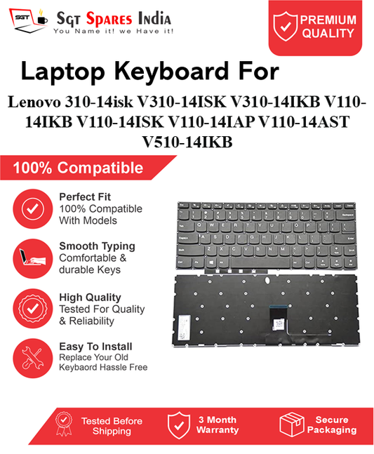 Lenovo Ideapad 310-14isk V310-14ISK V310-14IKB V110-14IKB V110-14ISK V110-14IAP V110-14AST V510-14IKB Black without backlight Laptop Keyboard Compatible Replacement