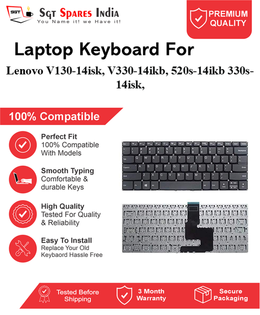 Lenovo Ideapad V130-14isk, V330-14ikb, 520s-14ikb 330s-14isk, Black With Backlight and Without Backlight Laptop Keyboard Compatible Replacement
