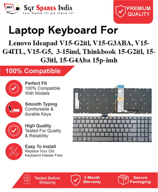 Lenovo Ideapad V15-G2itl, V15-G3ABA, V15-G4ITL, V15-G5, 3-15iml, Thinkbook 15-G2itl, 15-G3itl, 15-G4Aba 15p-imh Black With Backlight and Without Backlight Laptop Keyboard Compatible Replacement