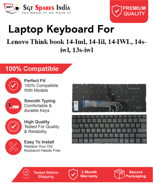 Lenovo Thinkbook 14-Iml, 14-Iil, 14-IWL, 14s-iwl, 13s-iwl Black With Backlight and Without Backlight Laptop Keyboard Compatible Replacement