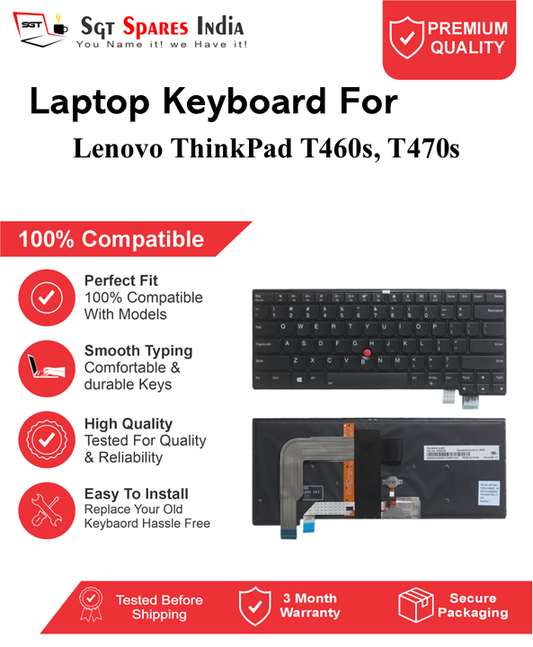 Lenovo ThinkPad T460s, T470s Black With Backlight and Without Backlight Laptop Keyboard Compatible Replacement