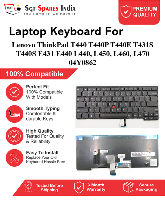 Lenovo ThinkPad T440 T440P T440E T431S T440S E431 E440 L440, L450, L460, L470 04Y0862 Black With Backlight and Without Backlight Laptop Keyboard Compatible Replacement
