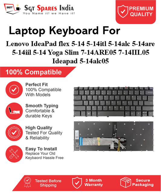 Lenovo IdeaPad flex5-14 5-14itl 5-14alc 5-14are 5-14iil 5-14 Yoga Slim 7-14ARE05 7-14IIL05 Ideapad 5-14alc05 Black With Backlight and Without Backlight Laptop Keyboard Compatible Replacement