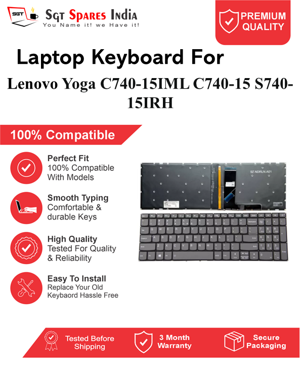 Lenovo Yoga C740-15IML C740-15 S740-15IRH Black With Backlight Laptop Keyboard Compatible Replacement
