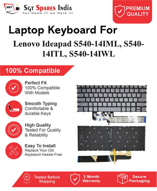 Lenovo Ideapad S540-14IML, S540-14ITL, S540-14IWL Black With Backlight and Without Backlight Laptop Keyboard Compatible Replacement