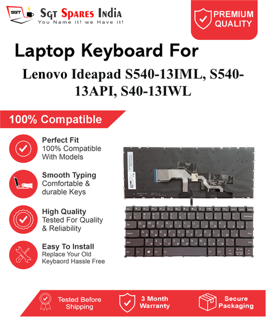 Lenovo Ideapad S540-13IML, S540-13API, S40-13IWL Black With Backlight Laptop Keyboard Compatible Replacement