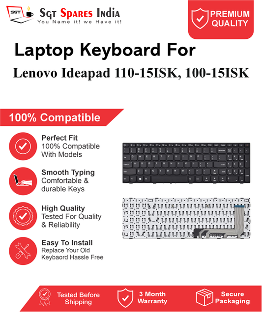 Lenovo Ideapad 110-15ISK, 100-15ISK Black without backlight Laptop Keyboard Compatible Replacement