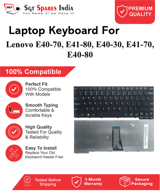 Lenovo E40-70, E41-80, E40-30, E41-70, E40-80 Black without backlight Laptop Keyboard Compatible Replacement