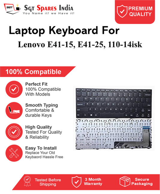 Lenovo E41-15, E41-25, 110-14isk Black without backlight Laptop Keyboard Compatible Replacement