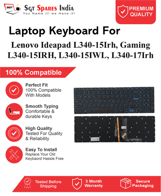 Lenovo Ideapad L340-15Irh, Gaming L340-15IRH, L340-15IWL, L340-17Irh Black With Backlight and Without Backlight Laptop Keyboard Compatible Replacement